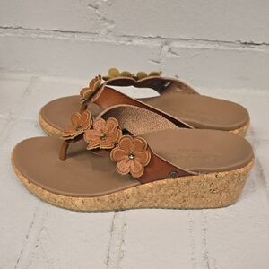 Brown Floral Wedge Sandals
